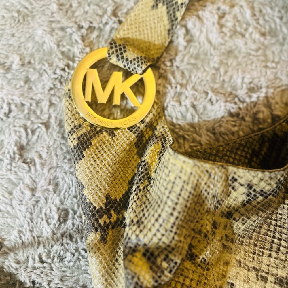 Michael Kors Gold and Tan Snakeskin Bag